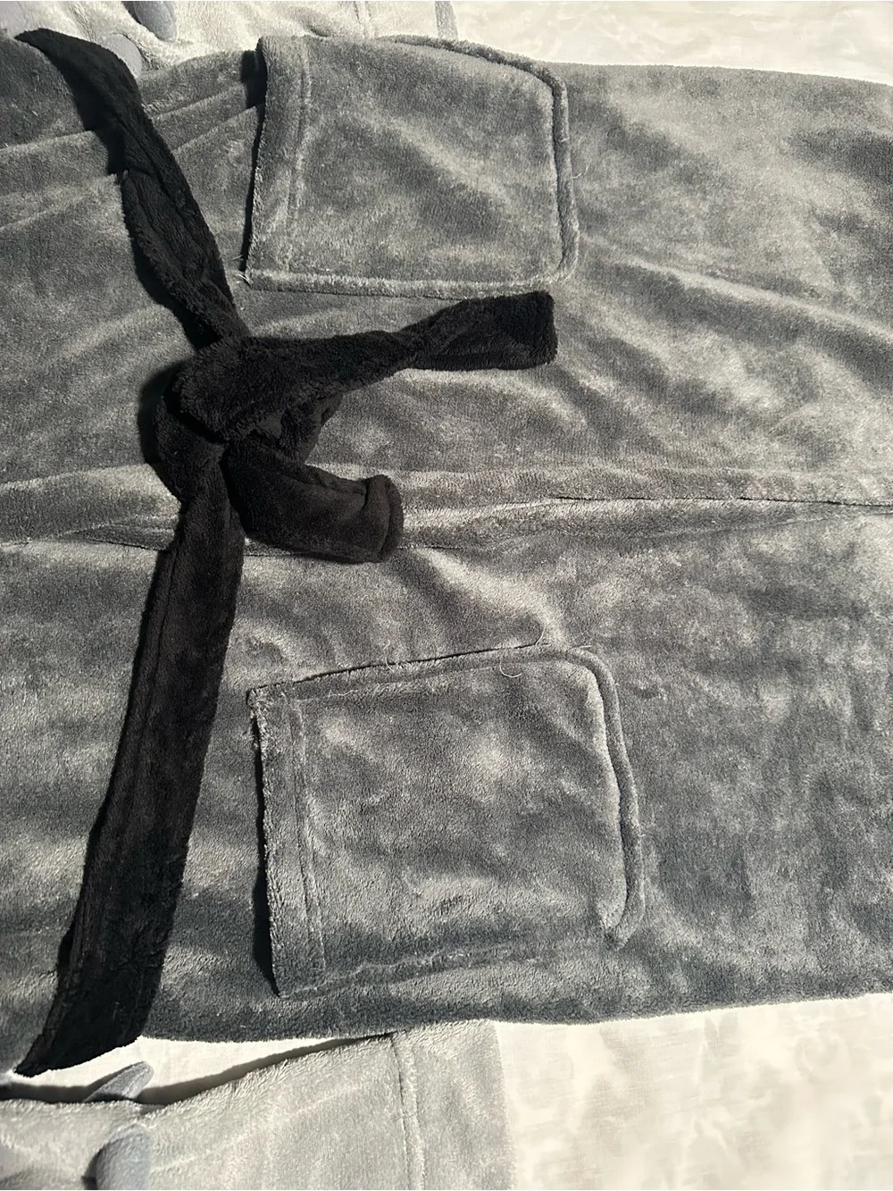 Nickelodeon Gray Plush Robe with Purple Lining and Black Trim